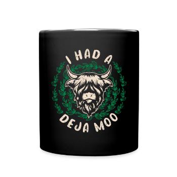Scottish Highland Cattle Cow - Tasse einfarbig - Schwarz - Vorne