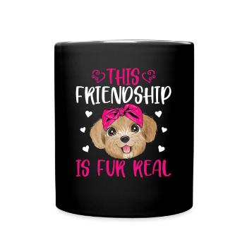 Pudel Freundschaft Ist Pelz Echt Lustig - Tasse einfarbig - Schwarz - Vorne