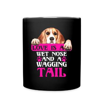 Beagle Love Is Wet Nose Wagging Tail Drôle de chien - Mug uni - noir - Devant
