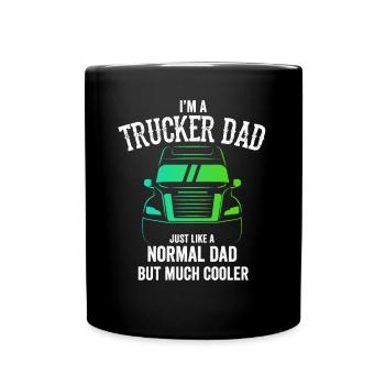 Ich bin ein Trucker Papa Geschenkidee Trucker Papa Big Truck - Tasse einfarbig - Schwarz - Vorne