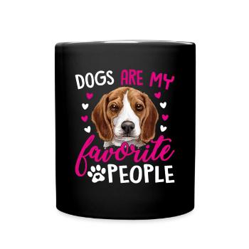 Beagle Hunde Sind Lieblingsmenschen Lustige - Tasse einfarbig - Schwarz - Vorne