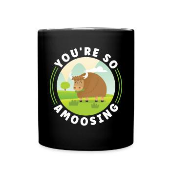 Scottish Highland Cattle Cow - Tasse einfarbig - Schwarz - Vorne