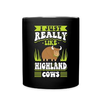 Scottish Highland Cattle Cow - Tasse einfarbig - Schwarz - Vorne