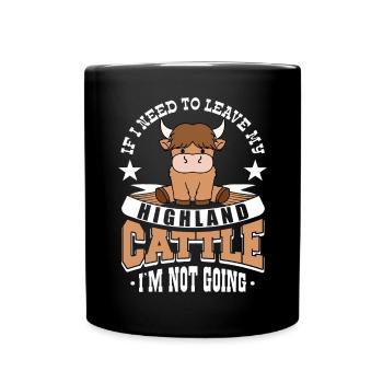 Scottish Highland Cattle Cow - Tasse einfarbig - Schwarz - Vorne