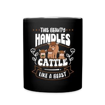 Scottish Highland Cattle Cow - Tasse einfarbig - Schwarz - Vorne