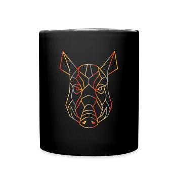 Vintage Wild Boar Polygon Art Shape Wild Boar - Full Colour Mug - black - Front