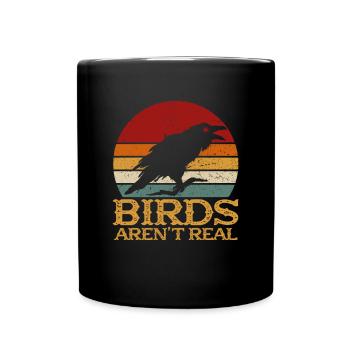 Vintage Birds Arent Real Spy Guard Spy - Full Colour Mug - black - Front