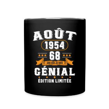 68 Ans Anniversaire Vintage Né(e) en Août 1954 - Mug uni - noir - Devant