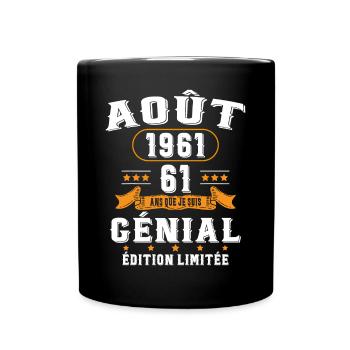61 Ans Anniversaire Vintage Né(e) en Août 1961 - Mug uni - noir - Devant