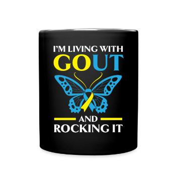 Je vis avec la goutte et la berce conscience de la goutte - Mug uni - noir - Devant