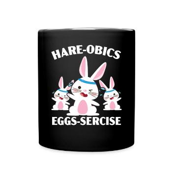 Hasen-obics Eier-sercise Aerobic Instruktor Kaninchen - Tasse einfarbig - Schwarz - Vorne