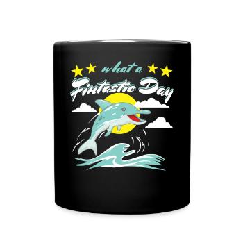Fintastischer Delphin - Tasse einfarbig - Schwarz - Vorne