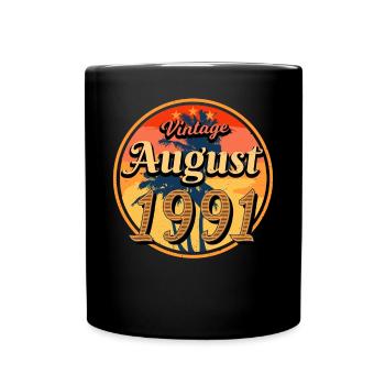 1991 August Birthday Greetings - Full Colour Mug - black - Front