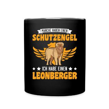 Leonberger Schutzengel - Tasse einfarbig - Schwarz - Vorne