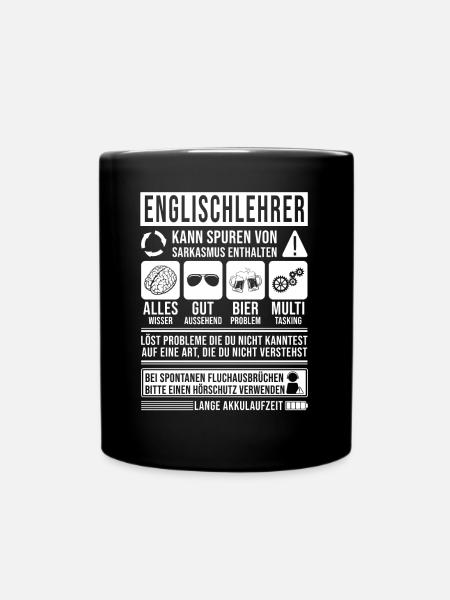 Englischlehrer Spruch lustig - Tasse einfarbig - Schwarz