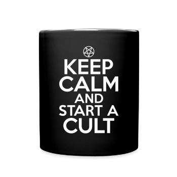 Funny Cult Ruhe bewahren und einen Kult gründen Ok - Tasse einfarbig - Schwarz - Vorne