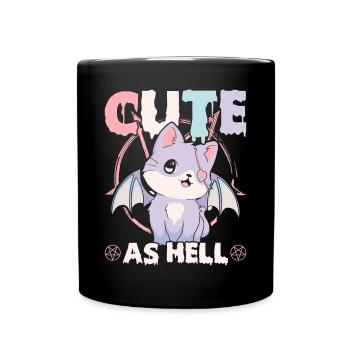 Lustige Cult Pastell Goth Katze Pentagramm Niedlic - Tasse einfarbig - Schwarz - Vorne