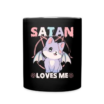 Drôle de culte Pastel Goth Cat Pentagram - Mug uni - noir - Devant