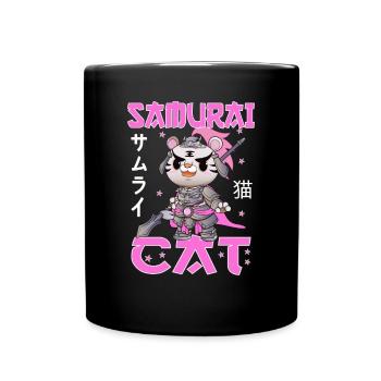 Samurai Cat japan cat anime - Tasse einfarbig - Schwarz - Vorne