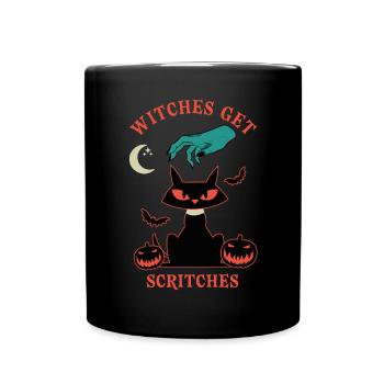 Halloween Hexe Schwarze Katze Spruch - Tasse einfarbig - Schwarz - Vorne