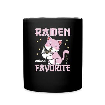cat eating ramen ramen is my favorite - Full Colour Mug - black - Front