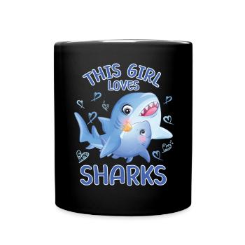 Dieses Maedchen Liebt Haie - Tasse einfarbig - Schwarz - Vorne