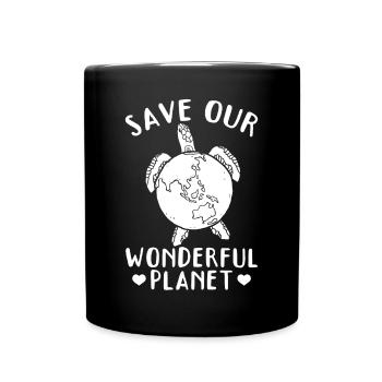 Turtle Lover - Save our wonderful planet - Full Colour Mug - black - Front