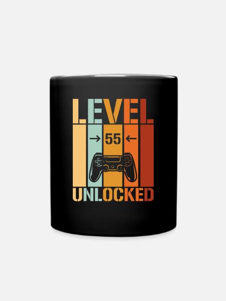 55. Geburtstag Level 55 unlocked - Tasse einfarbig - Schwarz