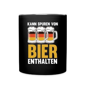 Kann Spuren von Bier enthalten - Tasse einfarbig - Schwarz - Vorne
