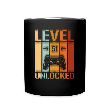 51. Geburtstag Level 51 unlocked - Tasse einfarbig - Schwarz - Vorne