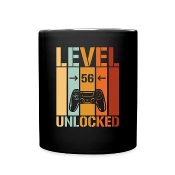 56. Geburtstag Level 56 unlocked - Tasse einfarbig - Schwarz - Vorne