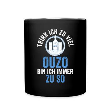 Grieche Griechenland Ouzo - Tasse einfarbig - Schwarz - Vorne