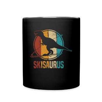 Skisaurus Fun Skiing Dino Ski Dinosaurs - Full Colour Mug - black - Front