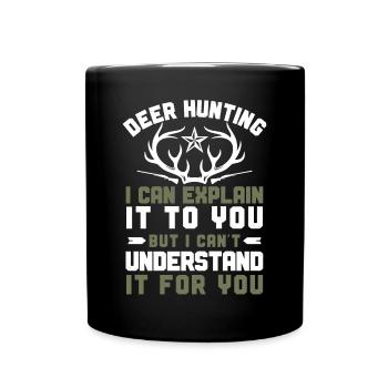Buck Deer Hunting Hunter Vintage - Full Colour Mug - black - Front
