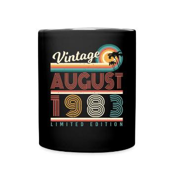 1983 Im August Geschenkidee - Tasse einfarbig - Schwarz - Vorne