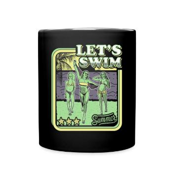 LETS SWIM - BIKINI GIRL - RETRO SUMMER HOLIDAY - Full Colour Mug - black - Front