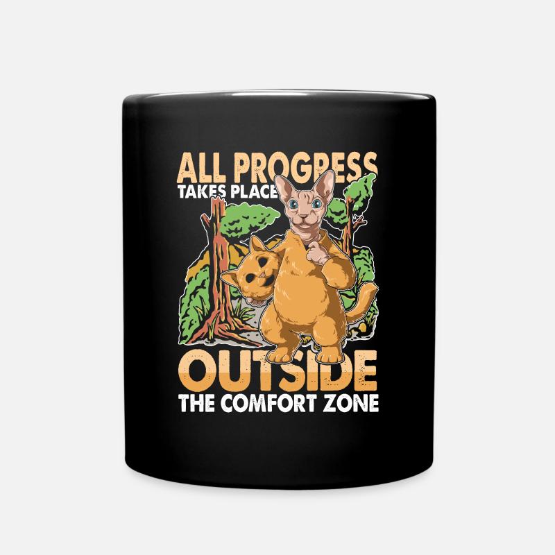 All Progress Takes Place Outside The Comfort Zone - Tasse einfarbig - Schwarz
