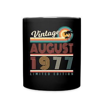 Geburtstagsgruss 1977 August - Tasse einfarbig - Schwarz - Vorne