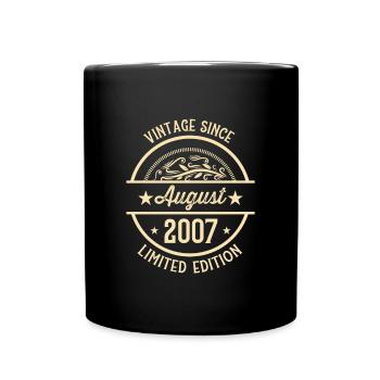 Geburtstag Vintage seit August 2007 - Tasse einfarbig - Schwarz - Vorne