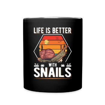 Life is better with Snails Snail - Full Colour Mug - black - Front