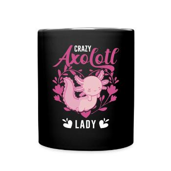Crazy Axolotl lady Schwanzlurch Axolotl Mädchen - Tasse einfarbig - Schwarz - Vorne
