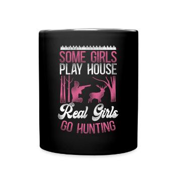 Buck Deer Hunting Hunter Girl - Full Colour Mug - black - Front