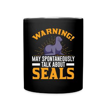 Robbe Geschenk Seal Seelöwe - Tasse einfarbig - Schwarz - Vorne
