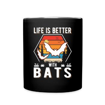 Life is better with Bats Bat - Full Colour Mug - black - Front