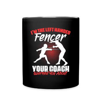 Funny sword fighting humor for left-handers, - Full Colour Mug - black - Front