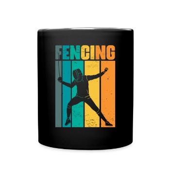 Vintage Fencing Funny Sword Fight Sports Humor - Full Colour Mug - black - Front
