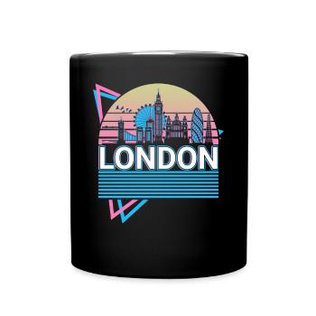 London City Skyline Stadtbild Retro - Tasse einfarbig - Schwarz - Vorne