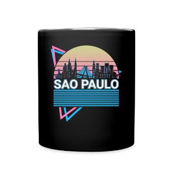 Sao Paulo Stadt Skyline Stadtbild Retro - Tasse einfarbig - Schwarz - Vorne