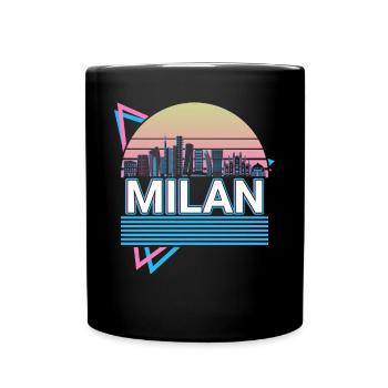Milan City Skyline Cityscape Rétro - Mug uni - noir - Devant