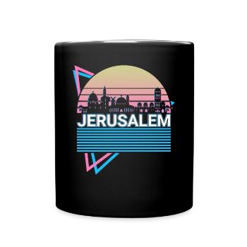 Jerusalem City Skyline Cityscape Retro - Full Colour Mug - black - Front
